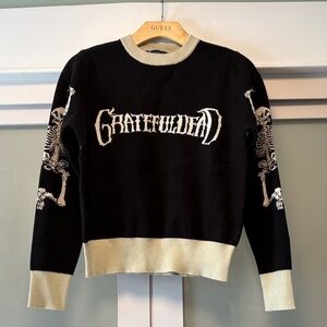 Grateful Dead Black and Cream Skeleton Sweater Section 119 Small (XS)